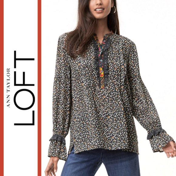 Loft | 'Fall Florals' Mixed Print Blouse Top - Picture 1 of 13
